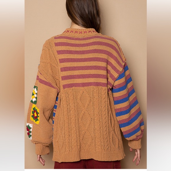 #62  CLOSEOUT FIRM PRICE 🌸New! Pol Gorgeous Patches Two Sided Precious Sweater - Picture 5 of 5